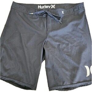 Hurley Black Phantom Board Shorts Size 30 Waist Zip Back Pocket